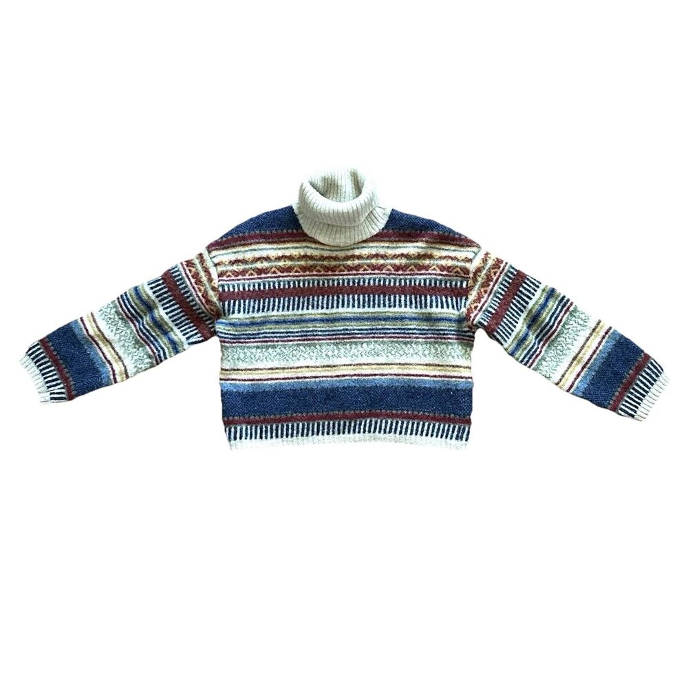 United Colors Of Benetton Sweater Youth Sm Cropped Shetland Fair Isle Nordic